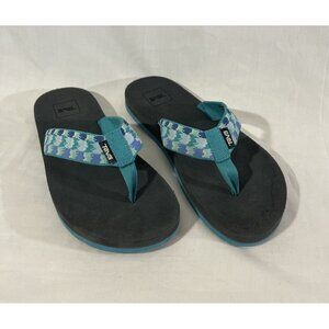 TEVA sandals WOMENS size 5 green black summer beach Flip Flop Thong S1-21